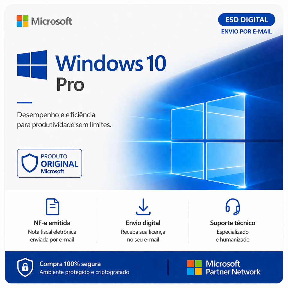 Microsoft Windows 10 Pro, Licença Original - Chave Vitalícia | PCKEY GROUP