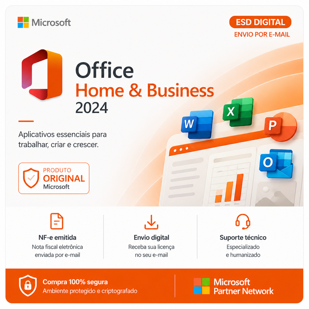 Microsoft Office 2024 Home Business, Licença Original - Chave