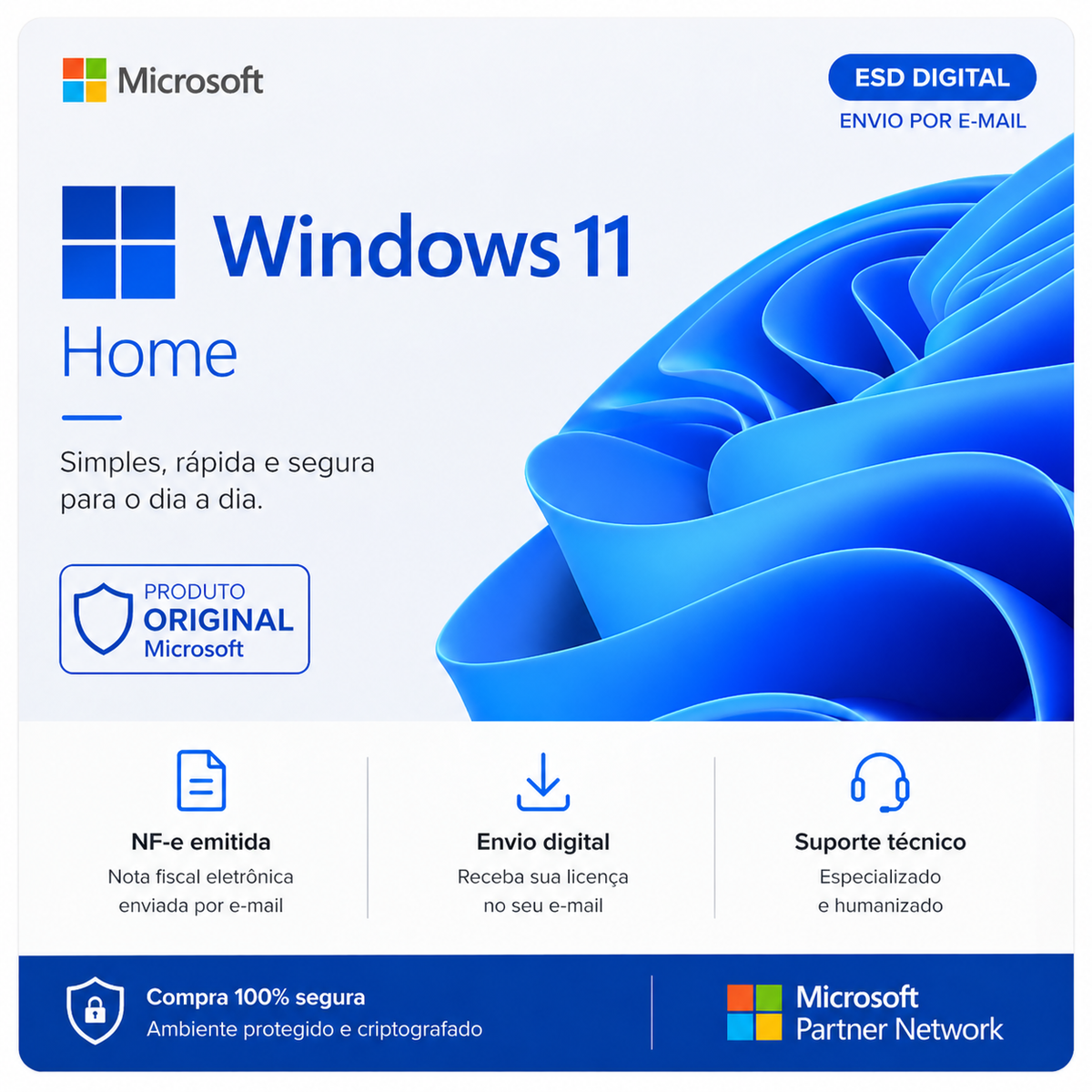 Win11 オフィス2019　メモリー8GB　eMMC 64GB＋HDD 1TB Microsoft Windows 11 Home, 64 Bits, Licença Original - Chave Vitalícia