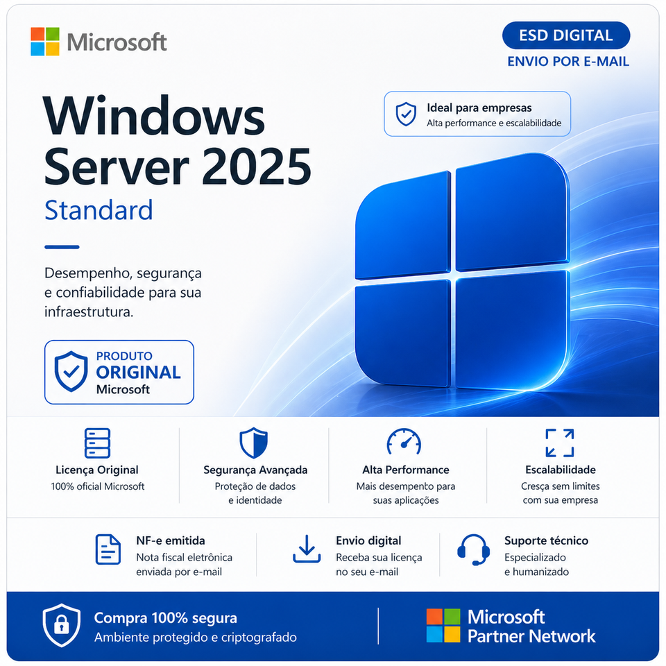Microsoft Windows Server 2025 Standard, 16 Core, Licença Original - Chave Vitalícia | PCKEY GROUP