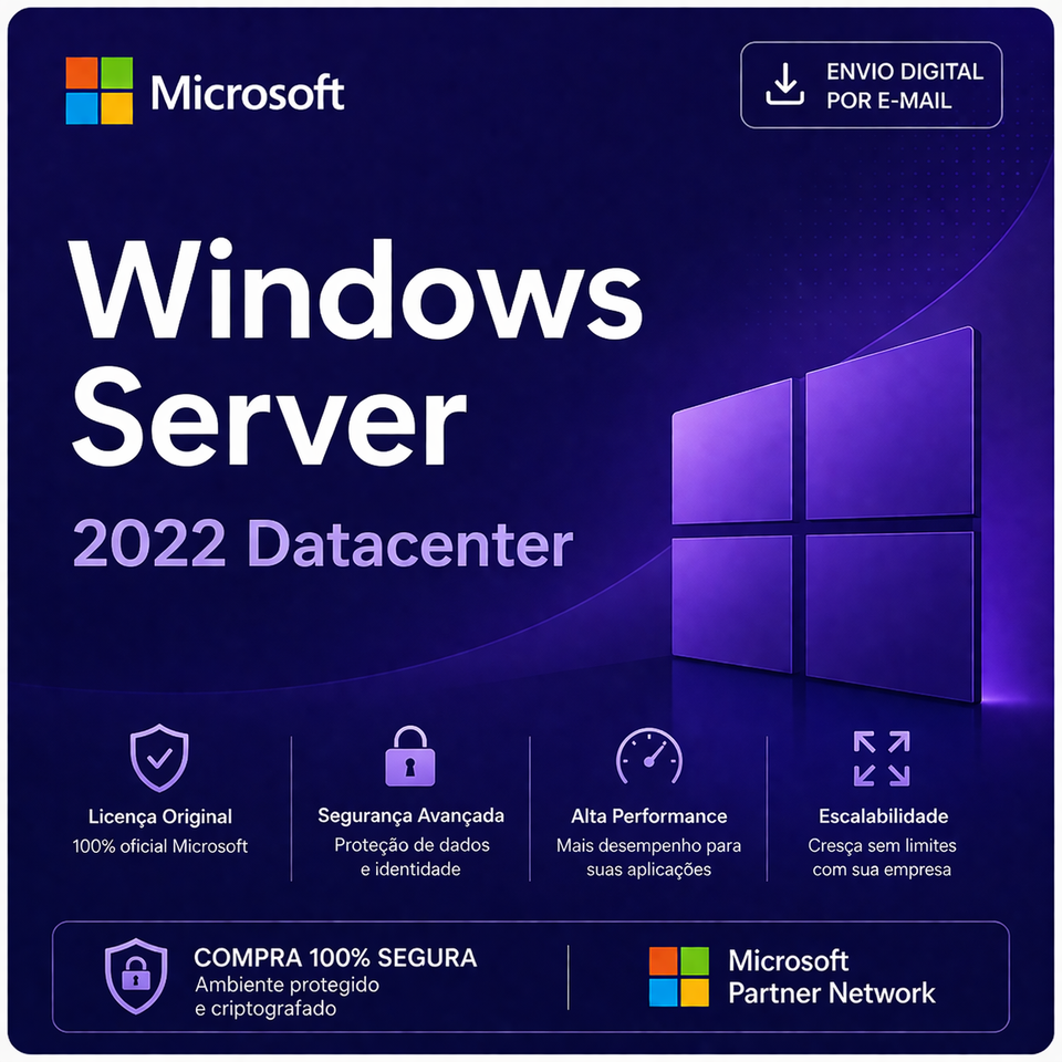 Microsoft Windows Server 2022 Datacenter, 24 Core, Licença Original - Chave Vitalícia | PCKEY GROUP