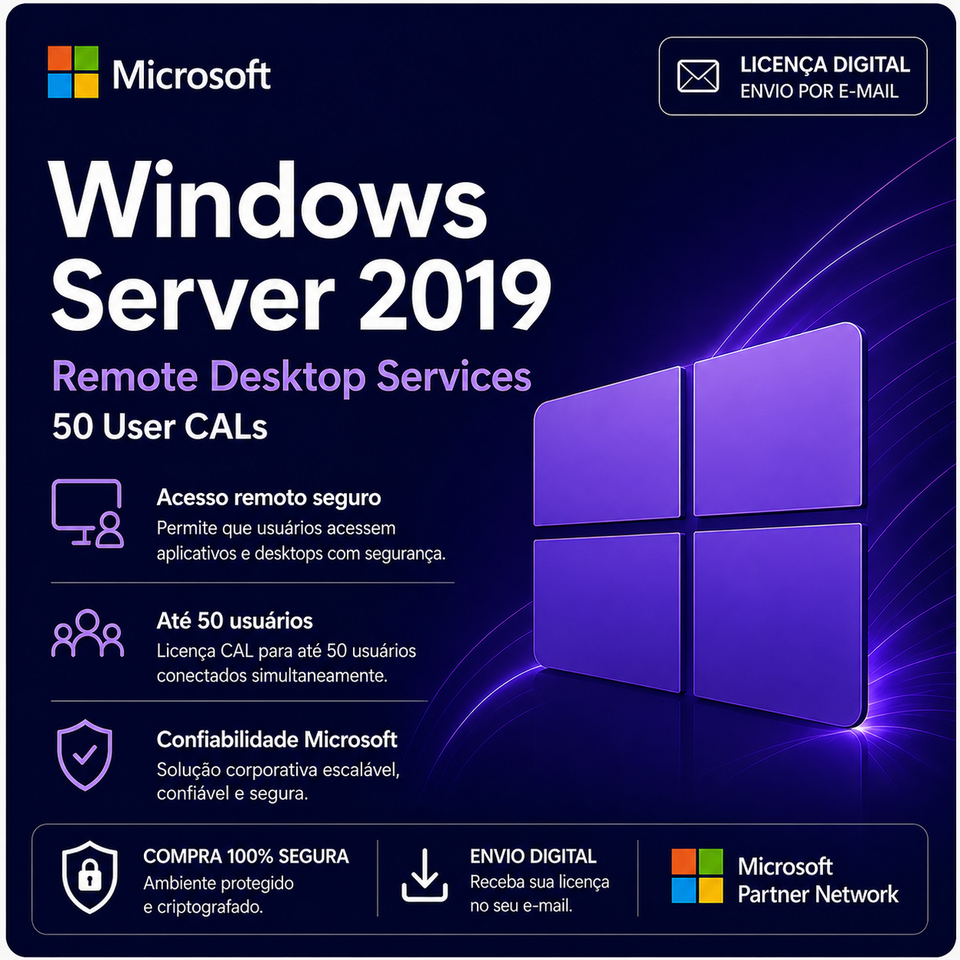 Microsoft RDS CAL 2019, 50 User, Licença Original - Chave Vitalícia | PCKEY GROUP