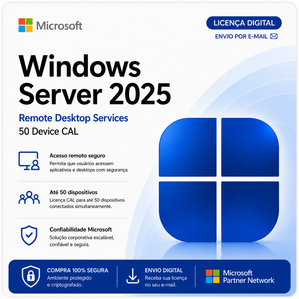 Microsoft RDS CAL 2025, 50 Device, Licença Original - Chave Vitalícia | PCKEY GROUP